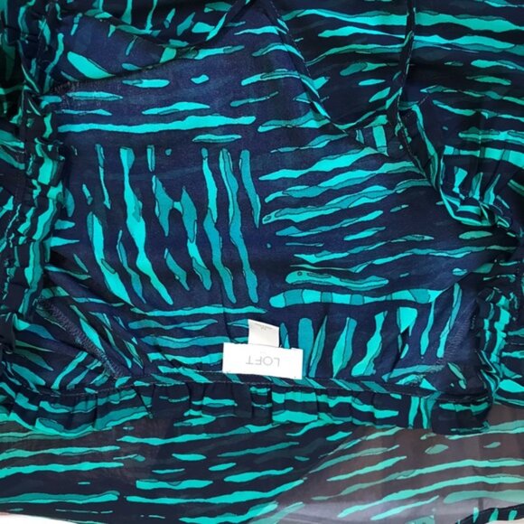 Ann Taylor NEW Boho Sheer Animal Flowy Zebra Tunic Blouse Tie Balloon Sleeve M - Picture 8 of 12